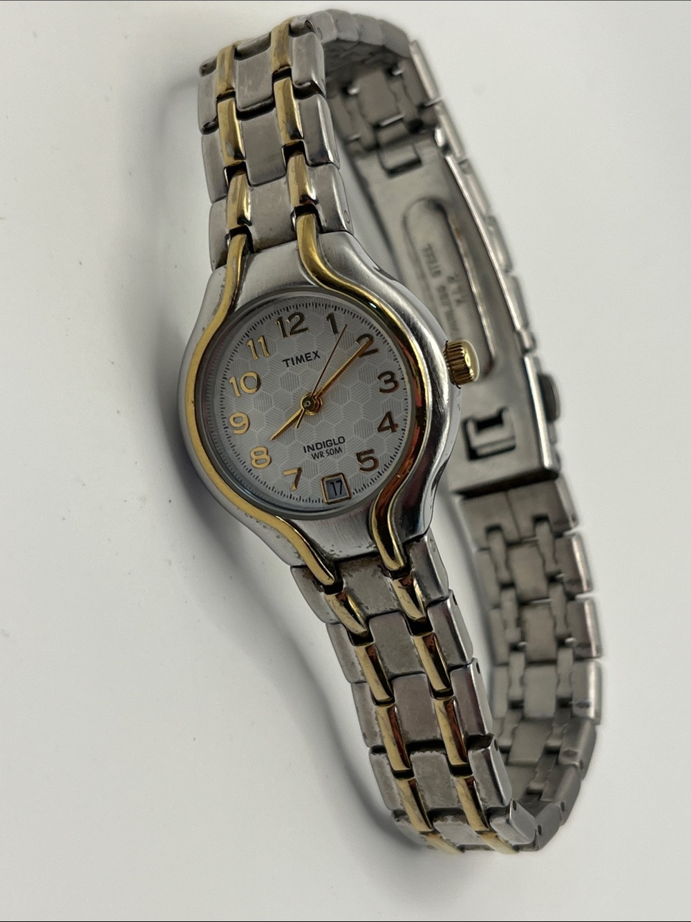 Timex Two-Tone Silver and Gold Women's Indiglo Bracelet Watch